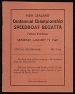 New Zealand Championship Speedboat Regatta, Picton Harbour, January 13, 1940. Official programme [Front cover]