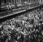 Crowd filling Willis St during VJ day celebrations, Wellington