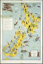 Paterson, Alan Stuart, 1902-1968 :History at a glance. Historical map of New Zealand, arranged with all care but no sense of responsibility for easy reference. Compiled and drawn by A S Paterson. Published by A H and A W Reed, Dunedin, Wellington, By permission of the Lands and Survey Department. [ca 1940].