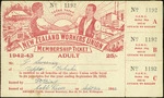 New Zealand Workers' Union: Membership ticket, adult, 1942-43 [issued to] Mr J Sweeney of Upper Takaka. Issued by T O Bird; issued at Cobb River on Sept 24, 1942.