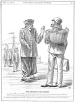 Cartoonist unknown :Fair exchange is no robbery. The New Zealand Punch (Dunedin), 12 May 1888 (page 65).