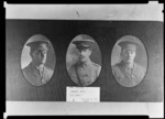Portraits of staff members Fred Stuckey, Charles Major, and R H Bayly, King's College, Remuera, Auckland
