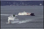 Cook Strait ferries Arahanga and Top Cat, Wellington Harbour - Photograph taken by Phil Reid