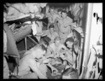 World War II soldiers aboard a transport in the Pacific