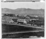 Panorama of houses in Christchurch looking towards the hills