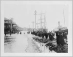 People at the wharf in Greymouth during a flood
