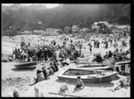 Crowd on beach at Worser Bay, Wellington