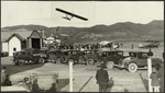 Waco glider flying over Rongotai Aerodrome