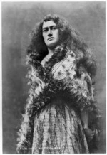 Annie Chadwick wearing Maori cloak