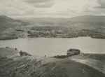 View of Lake Tutira, Hawkes Bay, with the Kawekas in the distance - Photograph taken by John Dobree Pascoe