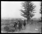 New Zealanders carrying a wounded soldier near Messines, Belgium, during World War 1