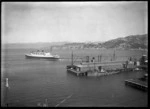 View of Wellington Harbour with the Awatea leaving the wharf