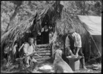 Gum climbers' camp on the Waipapa River, near Rangiahua, 1918