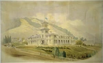 O'Brien, George, 1821-1888 :[Architect's view of Government House, once part of Parliament Buildings. Drawn by] G. O'Brien 1869 [for] W. H. Clayton, architect, Dunedin.