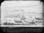 Wanganui in 1847, from the sandhill below the mouth of Churton's Creek, from a sketch by A G F Allen, officer of the 58th Regiment, Foot