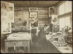 Man creating a lithograph for The Press newspaper