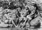 Sydney Hopkins: Four unidentified young women in Rarotonga