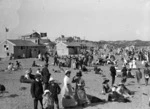 Crowds on the beach at Lyall Bay, Wellington
