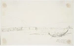 [Mantell, Walter Baldock Durrant] 1820-1895 :Looking down Waitaki from the Runanga. Moki opp. Pukewhinau above Orinsline [?] (Awawakanau) 20 Dec., 1852