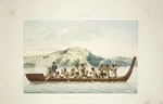 Lejeune, Jules Louis, fl 1804-1851 :N[ouvel]le Zelande. Habitans et pirogue. N[umer]o 45. [Copied 1825 or 1826 by Antoine Chazal from an 1824 drawing by Jules Louis LeJeune]