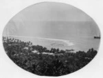 View of buildings and wharf in Rorotonga