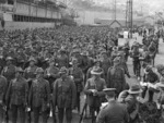 World War 1 troops waiting to embark, Lyttelton wharves