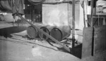 Fuel drums under canvas shelter, Waiouru Army Training Camp