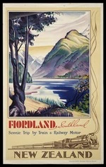 New Zealand Railways Publicity Branch: Fiordland, Southland; scenic trip by train & railway motor / N.Z. Railways Studios. Issued by the N.Z. Railways Publicity Branch. [ca 1938-1939]