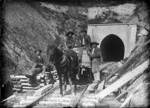 Workers by a tunnel, vicinity of the Makohine viaduct