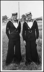 G Dawson and M Ramsay in their naval uniforms