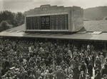 Crowd and totalisator machine, Trentham racecourse - Photograph taken by Charles P S Boyer