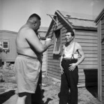 Maori guard and prisoner at the Japanese prisoner of war camp near Featherston