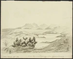 Johnson, John Grant, 1824-1873 :Inner harbour at Mahurangi from the Kaipara Ranges. Sept 1853.