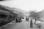 Greek people working on the Olympus Pass road, Greece