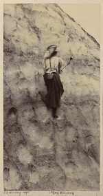 May Kinsey climbing an ice face