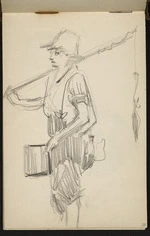 Hill Mabel, 1872-1956 :[Man with fishing rod. 1927?].