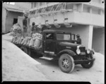 Farmers collecting lime, Waikari Lime Company, Canterbury Region - Photograph taken by K V Bigwood