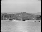 The speedboat Redhead and the flying boat Ararangi at Evans Bay, Wellington