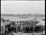 Lauching TEAL's inaugural Wellington to Sydney flight, Evans Bay