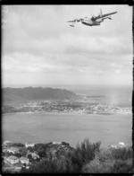 TEAL Solent flying boat Ararangi over Evans Bay