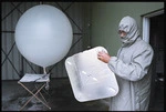 Weatherman Tony Williams preparing a weather balloon - Photograph taken by Ross Giblin