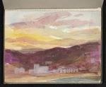 Hill, Mabel, 1872-1956 :Tossa. [Purple sunset at Tossa de Mar, Spain. July, 1952?]