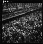 Crowd filling Willis St during VJ day celebrations, Wellington