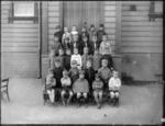 Class portrait of primary school boys, possibly in Wanganui