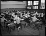 Infants physical education class, Island Bay School, Wellington - Photograph taken by K V Bigwood