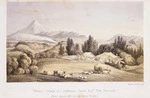 [Smith, Hannah Stephenson] 1813-1891. Attributed works :Okoaro, cottage of J. Stephenson Smith, Esqre, New Plymouth. Mount Egmont 8270 feet high, distant 15 miles. Vincent Brooks lith. [London, Stanford, 1857]