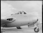 Pilot and Vampire jet at Ohakea