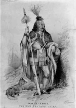 Sutcliffe, J, fl 1840s-1850s :Pahe-A-Rance, the New Zealand chief. B Burns. [Drawn] from life [by] J. Sutcliffe. York, Printed by W. Monkhouse, [1849 or 1850?].