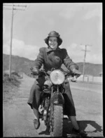Woman on a Royal Enfield motorbike