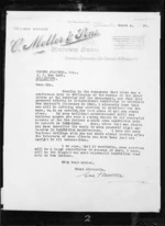 Letter from Eric Moller of C Moller and Sons, manufacturing jewellers, to Edmund Anscombe, recommending Anscombe for the role of Architect for the 1940 Centennial exhibition in Wellington